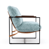 28 Inch Extra Wide Sling Accent Chair, Fully Disassembled, Rubber Wood Armrest, Metal Iron Frame, Fluffy Rabbit Plush Upholstery, Indoor Leisure Chair