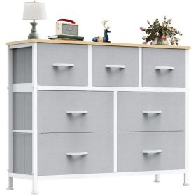 Desser For Bedroom With 7 Fabric Drawers Organizer Storage Closet Chest Clothes For Living Room Display Cabinet Of Furniture (Color: light gary)