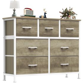 Desser For Bedroom With 7 Fabric Drawers Organizer Storage Closet Chest Clothes For Living Room Display Cabinet Of Furniture (Color: Oak)
