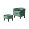 Upholstered Teddy Velvet Club Barrel Chair with Ottoman with Footrest