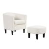 Upholstered Teddy Velvet Club Barrel Chair with Ottoman with Footrest