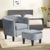 Upholstered Teddy Velvet Club Barrel Chair with Ottoman with Footrest
