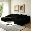 134" Cloud Sectional Sofa with U-Shape Chaise and Side Pockets and Cup holder , Modern Modular Design, Deep Seating