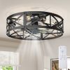 Embedded ceiling fan with lights, bladeless silent ceiling lamp, remote-controlled minimalist ceiling fan with mesh cover