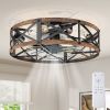 Embedded ceiling fan with lights, bladeless silent ceiling lamp, remote-controlled minimalist ceiling fan with mesh cover