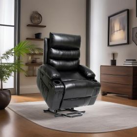 21"seat width,large size Electric Power Lift Recliner Chair Sofa for Elderly, 8 point vibration Massage and lumber heat, Remote Control, Side Pockets (Color: Black)