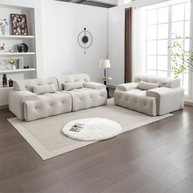 Oversized Couch Modern Living Room Sofa with 26.77 Inch Deep Seat, Extra Large Couches with 2 Pillows Comfy Fabric Tufted Loveseat Sofas 90 Inch Wide (Color: beige)