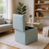 Brown Linen-Textured Storage Ottoman with Black Rubber Feet Ã¢â‚¬â€œ Compact Square Seat with Hidden Storage, 42Ãƒâ€”42Ãƒâ€”44cm