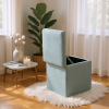 Brown Linen-Textured Storage Ottoman with Black Rubber Feet Ã¢â‚¬â€œ Compact Square Seat with Hidden Storage, 42Ãƒâ€”42Ãƒâ€”44cm