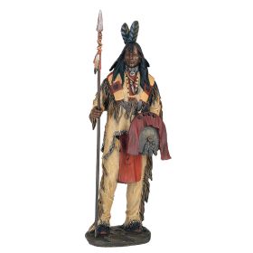 14"H Native American Warrior with Spear Figurine Home Decor Gift (Model: GSC7811360)