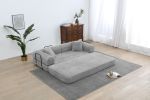 Convertible Sleeper Sofa Bed, Corduroy Folding Sofa Bed with Fixed-Shape Frame, Fold Out Floor Mattress Couch, Lazy Compression Sofa for Living Room,