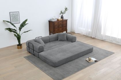 Sleeper Sofa with Pillow,Comfy Foldable Sofa Bed Compressed Sofa in Box, Convertible Sofa Bed for Living Room Bedroom Lounge Studio, Comfy High Densi (Color: Dark gray)
