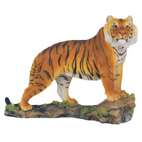 6"H Orange Bengal Tiger Standing on Rock Wild Cat Animal Figurine Home Decor Gift (Model: GSC7819712)