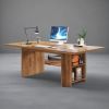 62.99-Inch Computer Desk, Modern Executive Office Desk, Large Long Writing Table with Storage Shelves