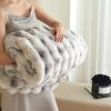 Ultra Soft Luxury Fluffy Faux Rabbit Fur Throw Blanket, Thick Warm Bubble Throw for Bed, Cozy Plush Reversible Blankets for Couch, Chair, Sofa