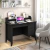 Vintage Computer Desk with Storage Shelves and 4 Drawers