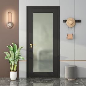 1-Lite Manufactured Wood and Glass Paneled Interior Door Slab black for Pantry Doors, French Doors, Pocket Doors (size: 24 X 80 X 5)