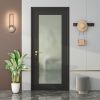 1-Lite Manufactured Wood and Glass Paneled Interior Door Slab black for Pantry Doors, French Doors, Pocket Doors