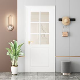 Clear Glass 6-Lite Prefinished Door Slab Solid Manufactured Wood Core Standard Door (size: 32 X 80 X 5)