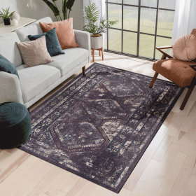 LOOM & LUXE Area Rug 5x8, Washable Rug, Low-Pile, Non-Slip, Non-Shedding, Foldable, Kid & Pet Friendly - Area Rugs for living room, bedroom, kitchen (Color: as Pic)