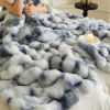 Ultra Soft Luxury Fluffy Faux Rabbit Fur Throw Blanket, Thick Warm Bubble Throw for Bed, Cozy Plush Reversible Blankets for Couch, Chair, Sofa