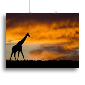Idyllic african wildlife silhouette Canvas Print or Poster (Type: Standard Framed Canvas Print, size: 28" x 20" / 70cm x 50cm (approx))