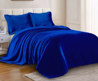 Heavyweight Crystal Velvet Blanket, 71" x 87" Ultra Soft Plush Bed Throw for Couch & Sofa, Reversible Sherpa Fleece & Double-Sided Warm Velvet Blanket (Color: Royal Blue, size: QUEEN)