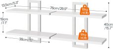 Floating Shelves, 15 Inch Wall Shelf Set of 2, Wall Mounted Storage Shelves 2-Tier, Hanging Bathroom Shelves, for Living Room, Bedroom, Bathroom, Kit