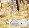 6 Pcs Mercury Glass Christmas Tree for Tabletop Light up Figurine Christmas Tree Mercury Cracked Glass Globe with Light for Xmas Decor Home Party Cen