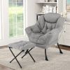 Modern Accent Chair with Folding Footrest and Head Pillow
