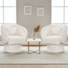 Swivel Accent Chair Upholstered Barrel Chair with Curved Back and Removable Lumbar Pillow