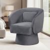 Swivel Accent Chair Upholstered Barrel Chair with Curved Back and Removable Lumbar Pillow