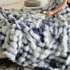 Ultra Soft Luxury Fluffy Faux Rabbit Fur Throw Blanket, Thick Warm Bubble Throw for Bed, Cozy Plush Reversible Blankets for Couch, Chair, Sofa