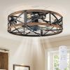 Embedded ceiling fan with lights, bladeless silent ceiling lamp, remote-controlled minimalist ceiling fan with mesh cover