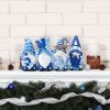 4 Pcs Resin Winter Snow Gnome Figurines Decoration Snowflake Antlers Gnome Sculpture Decoration