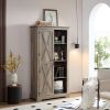 Tall Storage Cabinet Barn Door Storage Country Wood Rustic Farmhouse Pantry Cupboard Barn Door Kitchen Organizer Furniture Home Drawer Shelves