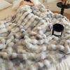 Ultra Soft Luxury Fluffy Faux Rabbit Fur Throw Blanket, Thick Warm Bubble Throw for Bed, Cozy Plush Reversible Blankets for Couch, Chair, Sofa
