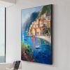 Hand Painted Oil Painting Original Mediterranean Landscape Oil Painting on canvas Coastal Beach Texture Oil Painting Acrylic Coastal Wall Art Decor f