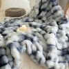 Ultra Soft Luxury Fluffy Faux Rabbit Fur Throw Blanket, Thick Warm Bubble Throw for Bed, Cozy Plush Reversible Blankets for Couch, Chair, Sofa