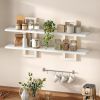 Floating Shelves, 15 Inch Wall Shelf Set of 2, Wall Mounted Storage Shelves 2-Tier, Hanging Bathroom Shelves, for Living Room, Bedroom, Bathroom, Kit