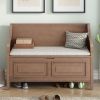 Rustic Style Solid wood Entryway Multifunctional Storage Bench with Safety Hinge