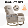 Modern Accent Rocking Chair Rocking Chair with Solid Wood Legs, Upholstered Nursery Glider Rocker, Comfy Armchair with Side Pocket, Living Room Loung