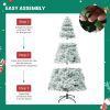 Pre-lit Artificial Christmas Tree, Prelighted Green Artificial Hinged Spruce Xmas Tree with 347 Branch Tips, 120 Incandescent Lights