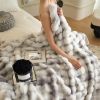 Ultra Soft Luxury Fluffy Faux Rabbit Fur Throw Blanket, Thick Warm Bubble Throw for Bed, Cozy Plush Reversible Blankets for Couch, Chair, Sofa