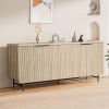 68 Inch Oak Sideboard Buffet Cabinet with 4 Doors, Large Decorative Storage Cabinet with Adjustable Shelves