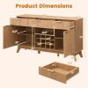 Wine Bar Cabinet with Adjustable Shelves and 2 Doors 3 Glass Holders for Kitchen