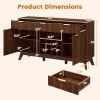 Wine Bar Cabinet with Adjustable Shelves and 2 Doors 3 Glass Holders for Kitchen