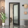 1-Lite Manufactured Wood and Glass Paneled Interior Door Slab black for Pantry Doors, French Doors, Pocket Doors