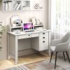 Vintage Computer Desk with Storage Shelves and 4 Drawers