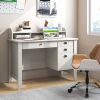 Vintage Computer Desk with Storage Shelves and 4 Drawers